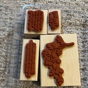 Wood Mounted Rubber Stamp Set-Thoughts and Prayers Designs - Brown Rubber